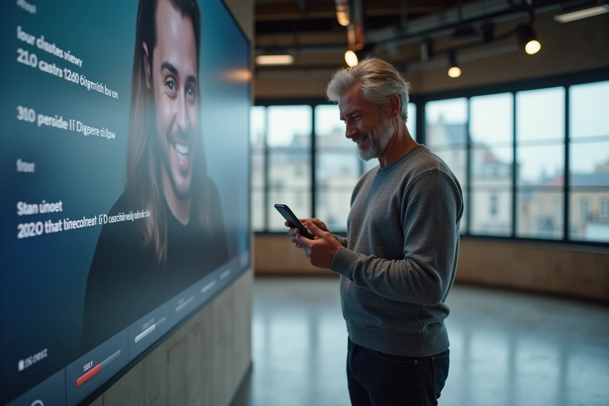 Animateur de télévision français devenu influenceur digital interagissant avec son audience en direct