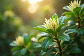 Arbre de jade en fleurs dans un jardin lumineux