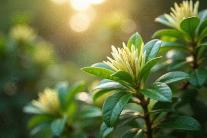 Arbre de jade en fleurs dans un jardin lumineux