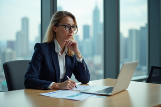 Femme daffaires en costume dans un bureau moderne