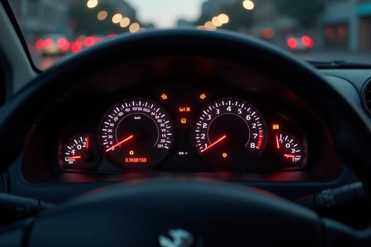 voyants lumineux sur le tableau de bord d'une Peugeot 206