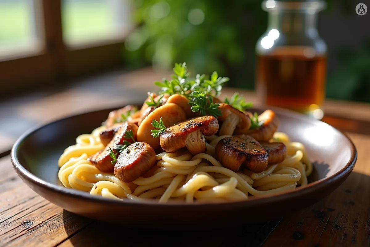 Champignon shiitaké frais sur un fond de cuisine élégante