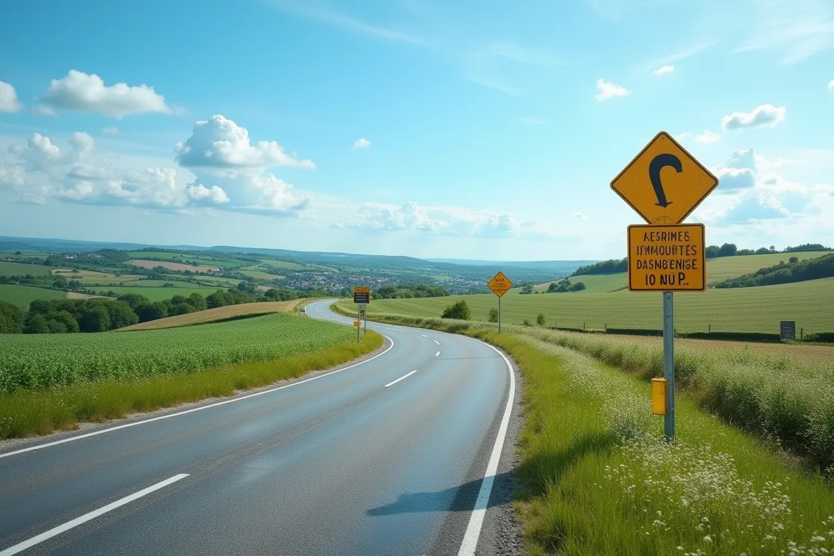Panneau de signalisation sur une route nationale française