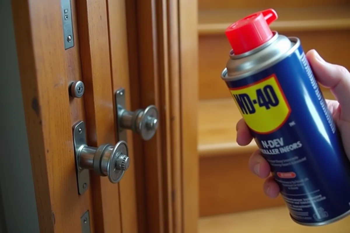 Escalier en bois avec une application de WD-40 pour réduire le grincement