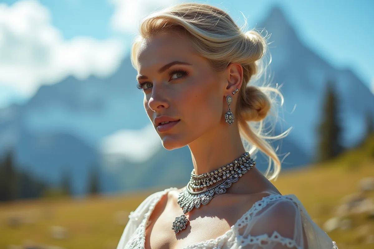 Collier inspiré d'une vallée secrète et bague glacier élégante