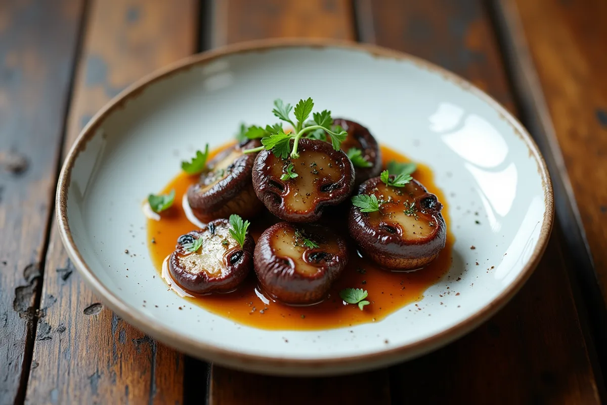 Champignons violets comestibles sur un fond naturel vibrant