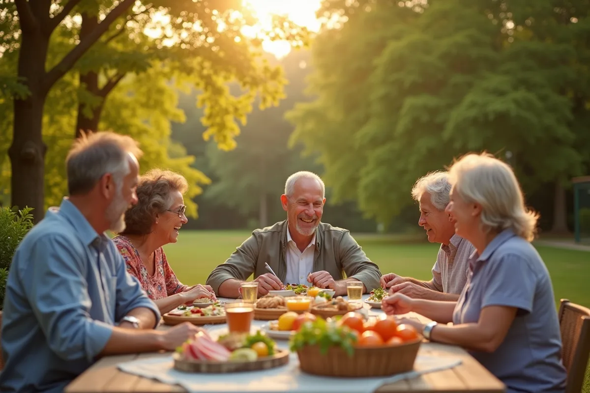 Rassemblement familial autour d'un repas convivial et joyeux