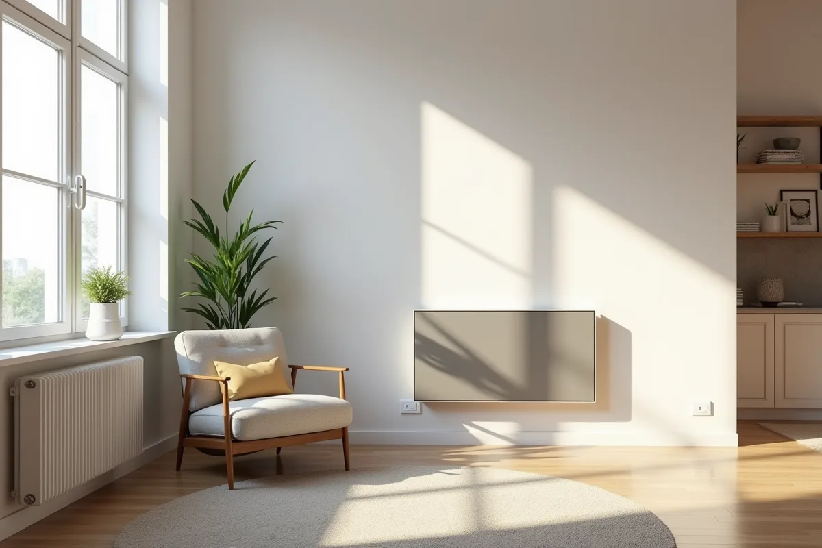 Radiateur à inertie dans un intérieur chaleureux et confortable