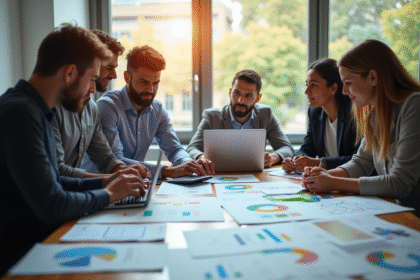 Groupe de professionnels analysant des graphiques financiers