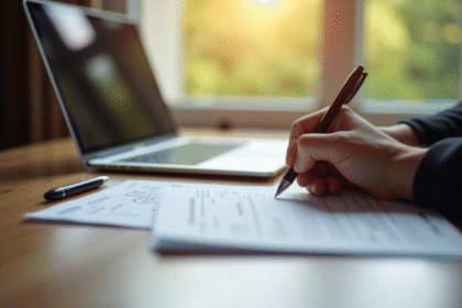 Personne remplissant un formulaire d'inscription équestre sur ordinateur