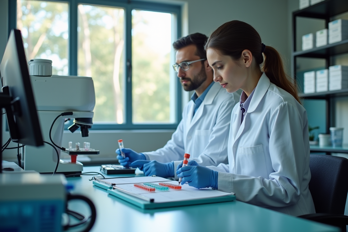 Laboratoire médical rural avec machines de diagnostic et professionnels