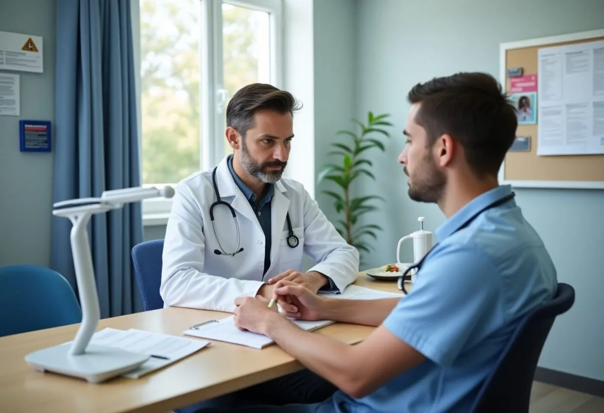 Médecin agréé effectuant une visite médicale pour le permis de conduire