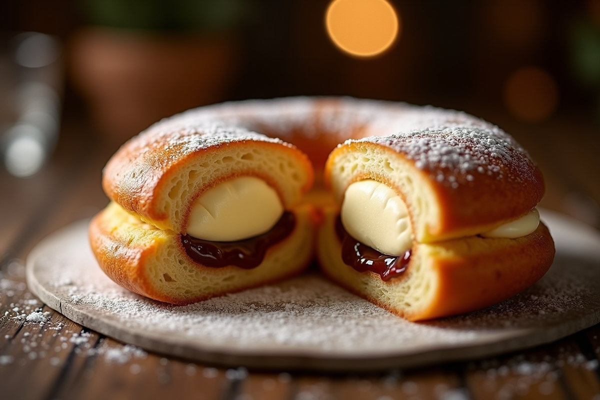 ParisBrest coupé montrant la crème pralinée à l