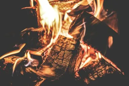 bois dans un feu de cheminée
