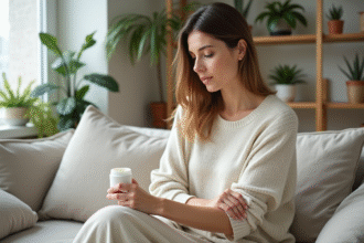 Femme appliquant creme naturelle sur psoriasis