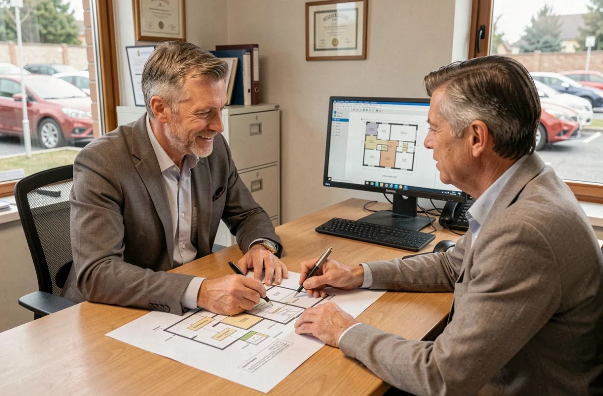 Consultant serrurier présentant un organigramme de clés pour copropriété chez SARL SOSCLES