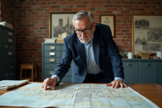 Urbaniste en planification urbaine étudiant une carte